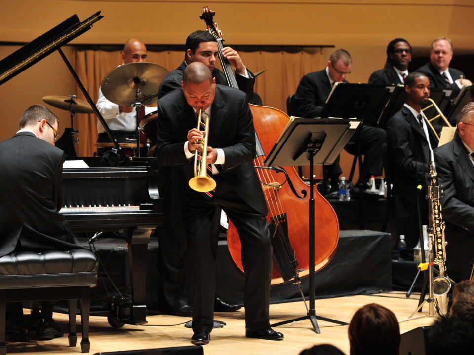 Frank Stewart playing the trumpet