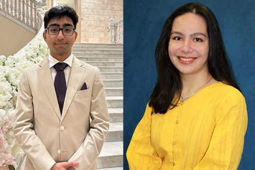 Headshots of Zaid Siddiqui in a cream colored suit and Celina Boey wearing a yellow blouse